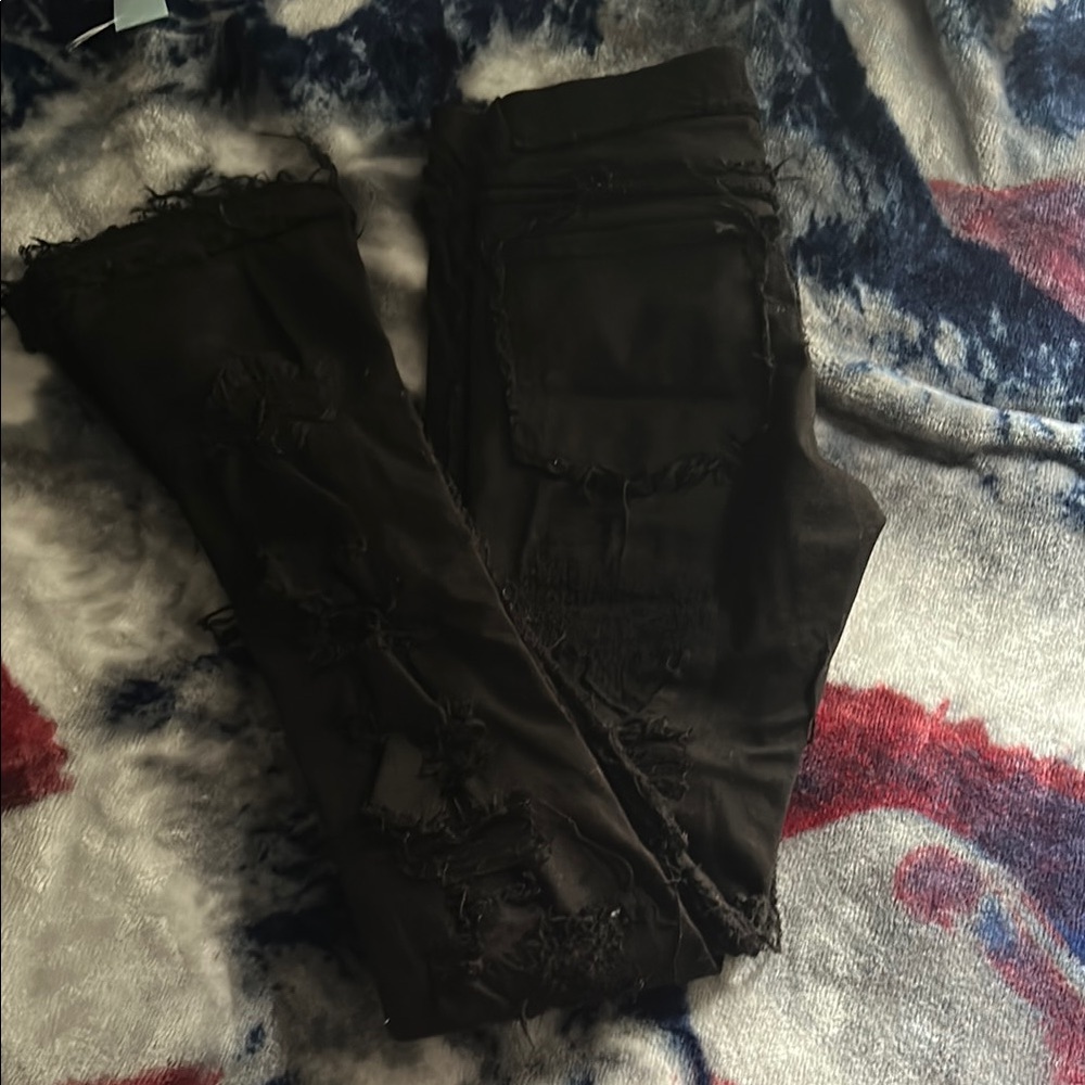 Distressed Black Women's Pants
